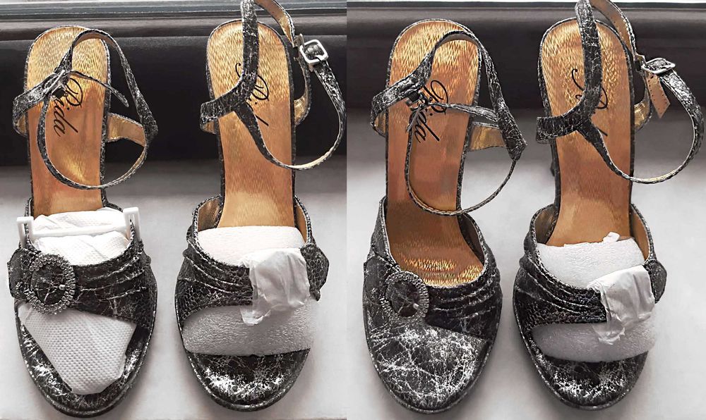 pantofi tip sandale noi marca rida negru cu gri elegante cu toc