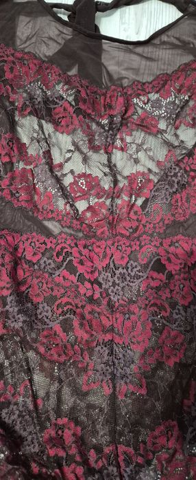 Боди Бордо тюл с дантела