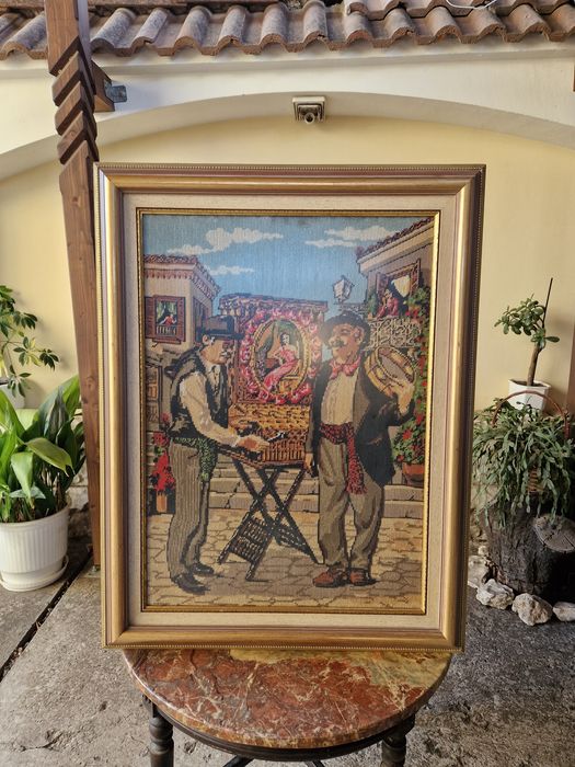 Много голям и красив антикварен холандски гоблен