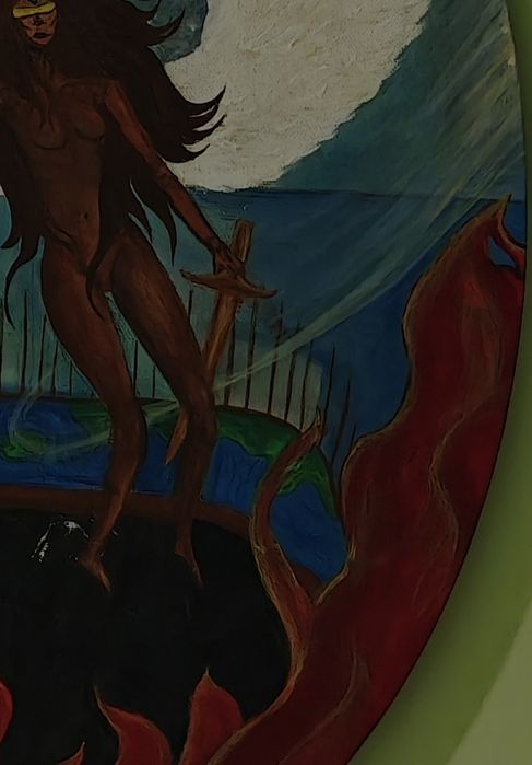 Картина акрил на овално платно "Angel of small death"