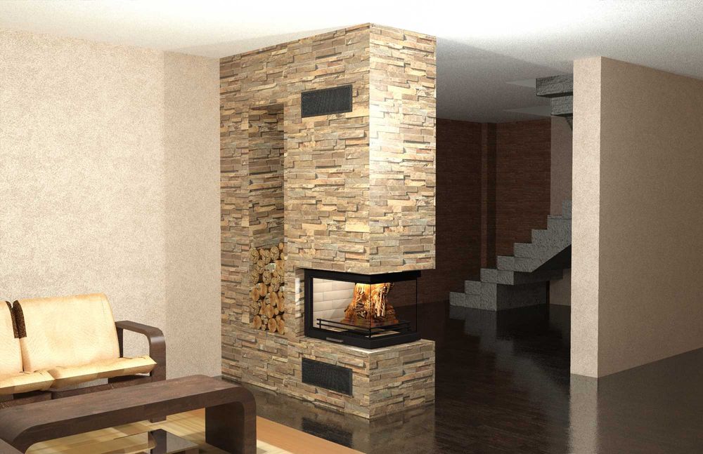 Дизайнерски горивни камери за камини - Модел три лица Аквариум