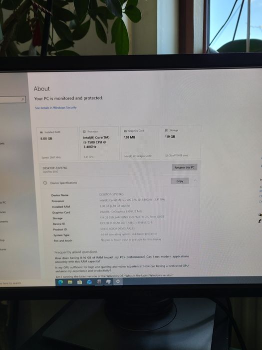Calculator Dell Optiplex 3050 MT , i5 7500 , 8 GB ram DDR4,  ssd Samsung 128 GB
