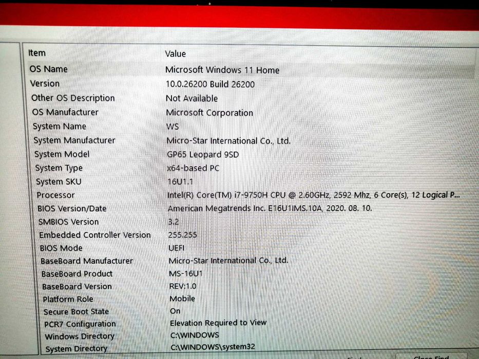 Laptop Gaming MSI Leopard / i7 9th / GTX 1660 Ti 6GB VRAM / 16 GB RAM