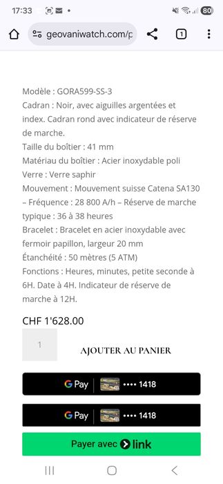 Vand ceas elvețian automatic GioVani