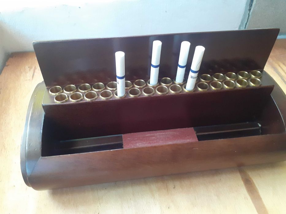 Уникална стара аристократична кутия цигари табакера махагон