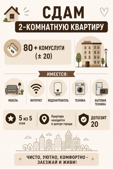 Сдам квартиру 2 комнатная