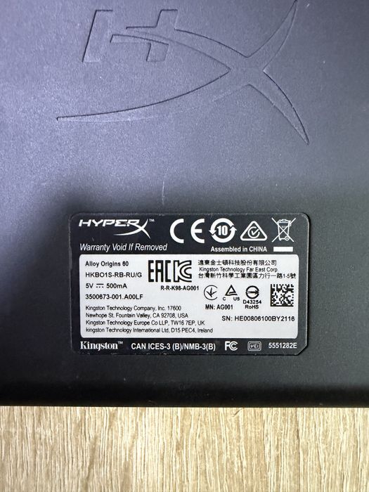 Клавиатура Hyperx Alloy origins 60