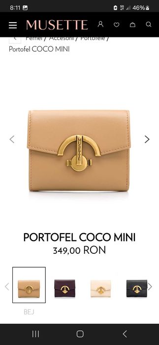 Portofel Musette piele roz pudrat