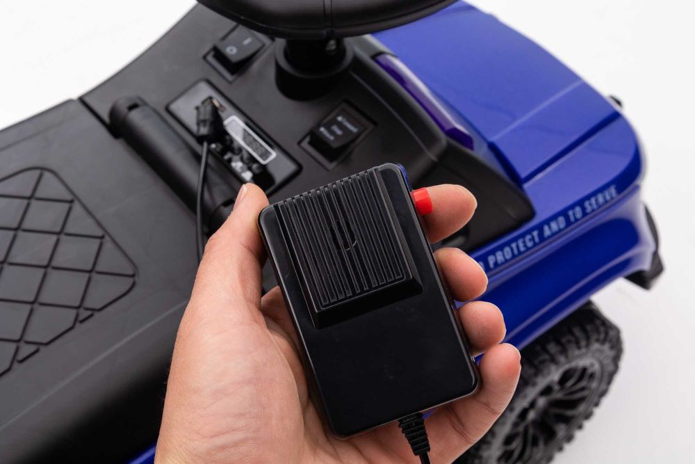 Masinuta 2in1 electrica de politie BJ993D 30W 6V cu BT, USB port #Blue