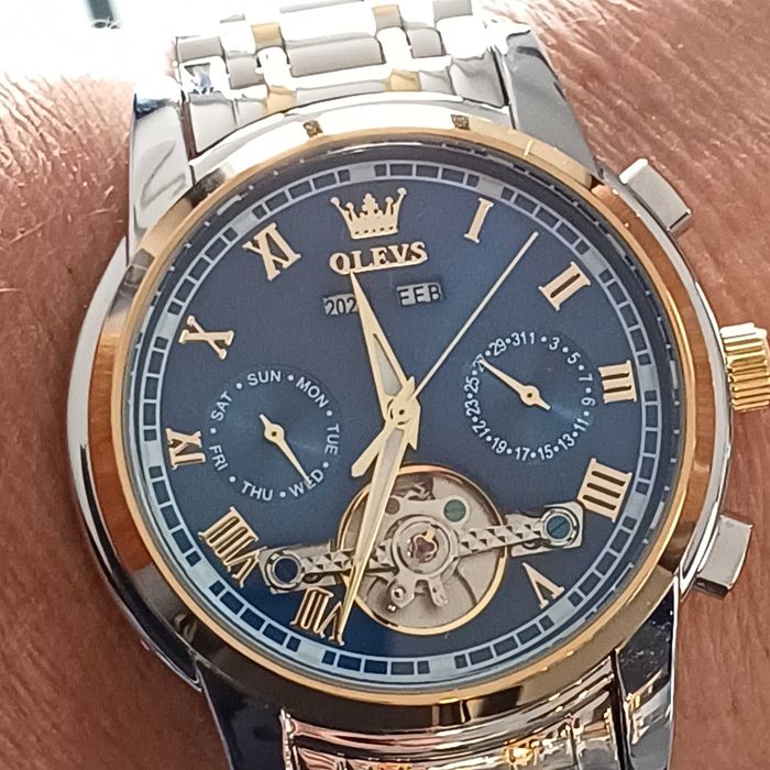 Olevs Автоматик, Скелетон,HD Светещ,Календар, Мултифункционален,3 ATM