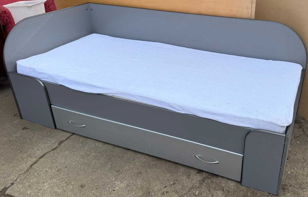 2 buc Pat De colt pentru o persoana; Pat cu Sertare si Saltea 200x90