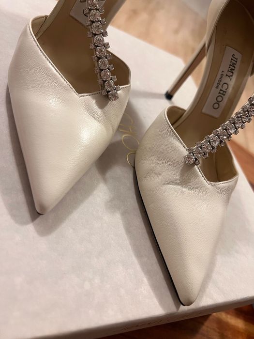 Pantofi Jimmy Choo Bee 100/ Nappa/Latte/Crystal