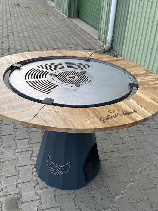 Grătar profesional cu plita de 6 mm750 mm diametru 1200 mm total