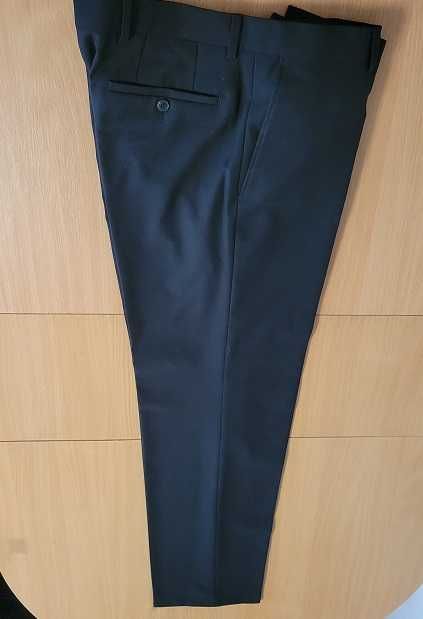 Pantaloni barbati 45% lana negru cu dungi M-L