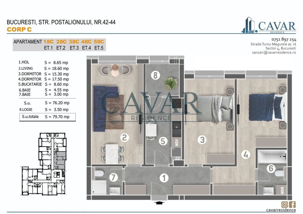 3 Camere 2 Bai 79 mp Proiect Finalizat