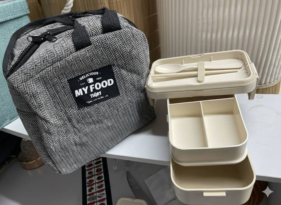 Ланч-бокс с термосумкой 2 уровня контейнер для еды