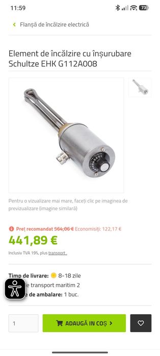 Rezistenta de imersie Schultze 12kw 400v încălzitor apa lichide