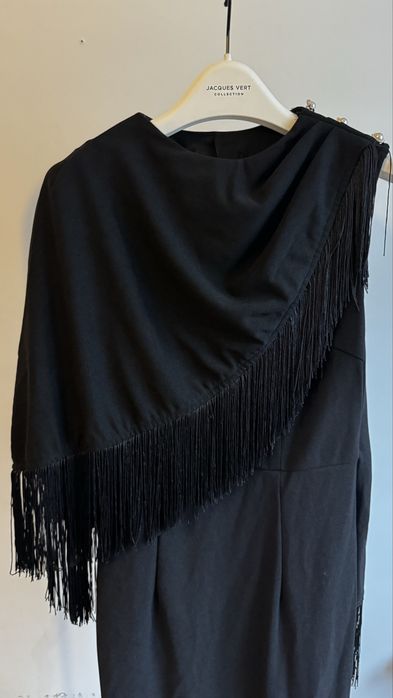 rochie neagră elegantă cu franjuri Zara S