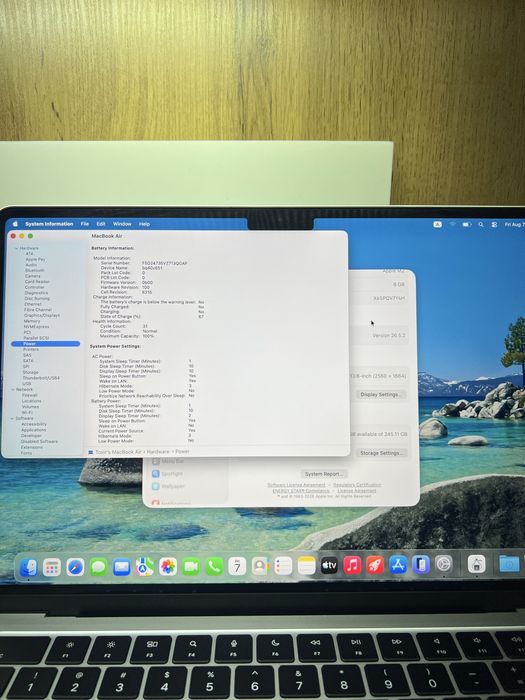 MacBook Air M2 100% 31 sikl silver