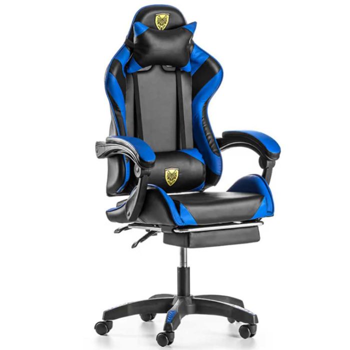 Геймърски стол с регулируема височина, лумбална възглавница