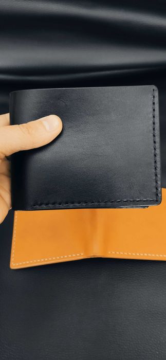 Ръчно изработени минималистични кожени портфейли за мъже, черни