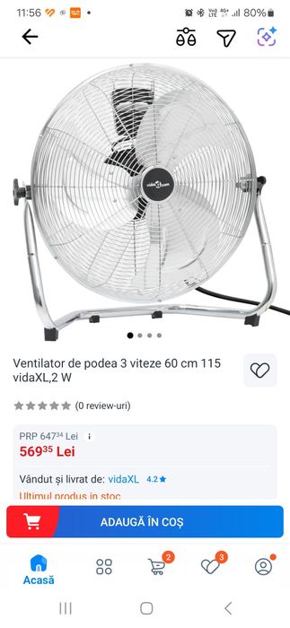 Ventilator cu picior/podea, metalic