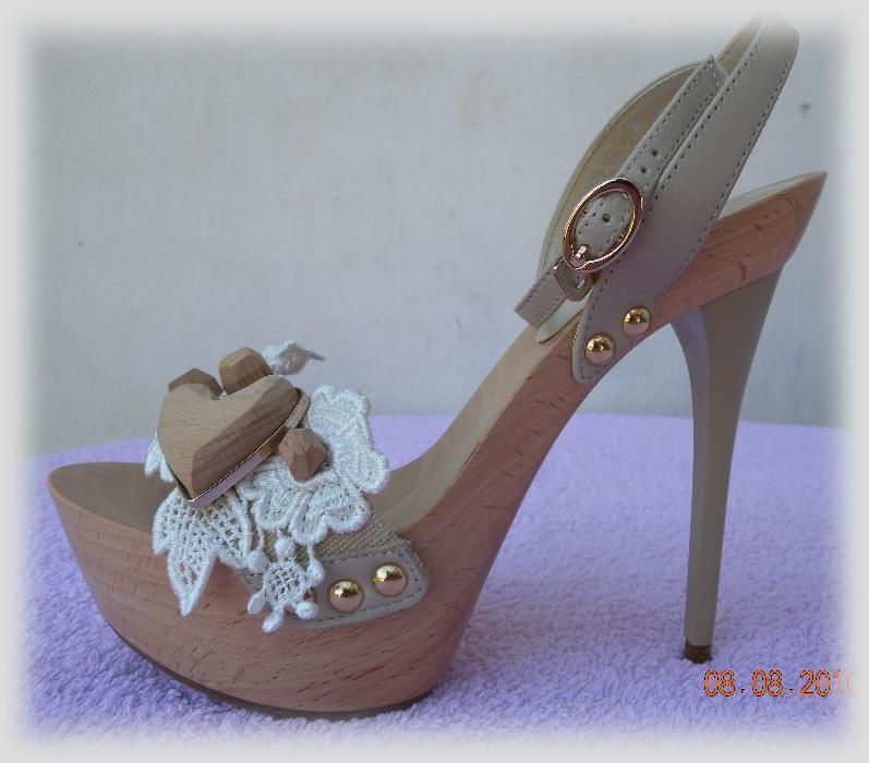 Sandale BASCONI−100% ORIGINALE, elegante, NOI+Dantelă brodată manual!