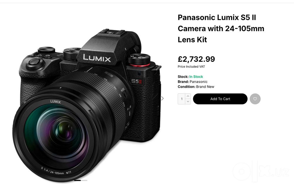 Panasonic Lumix S5 II 6K + Lumix S 24-105mm F/4.0 Macro OIS yangi
