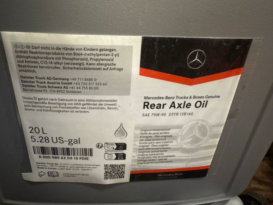 Ulei original Mercedes-Benz Rear Axle Oil 75W-90, 20L