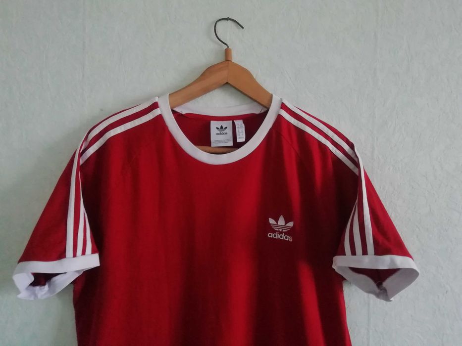 Adidas Originals 3 Stripes California Red XL оригинална тениска памук