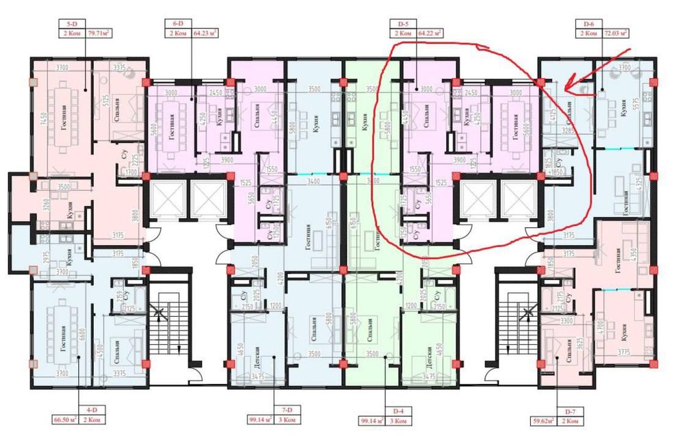 ЖК Mavera 2-х комнатная квартира полноценная. 64.22м2.