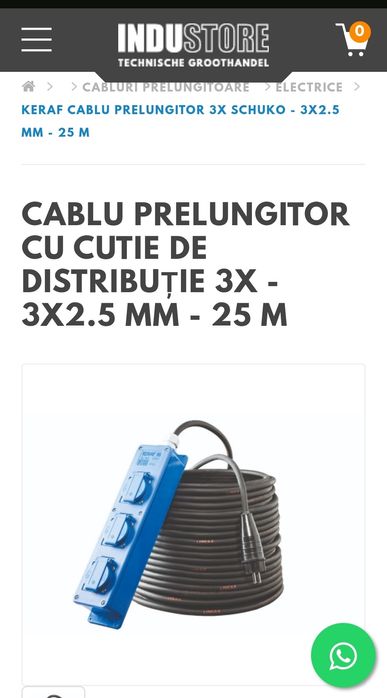 Cablu prelungitor șantier / camping IP44 – 3 x 2,5