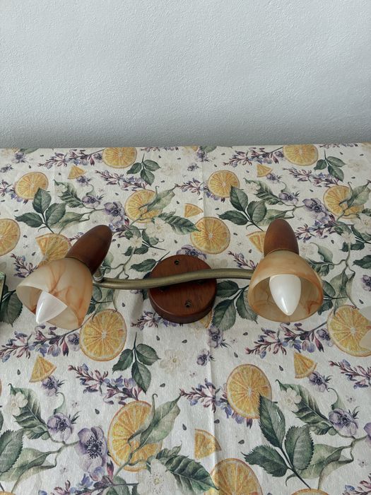 Plafonieră rustică din lemn, 2 becuri
