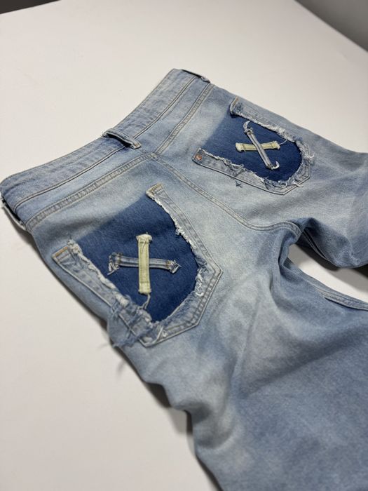 Blugi reworked patchwork flared blue & green