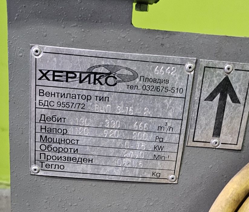 Прахов центробежен вентилатор Херик ВЦП 3.15-2