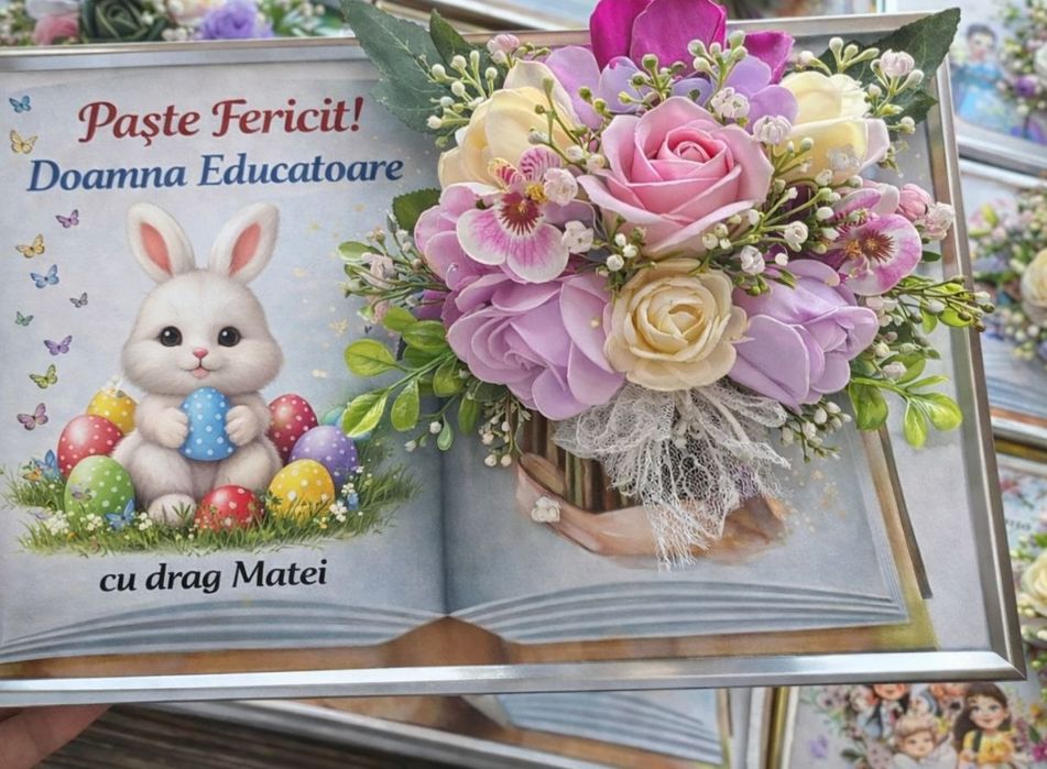 Tablouri A4 cu flori de sapun si flori artificiale