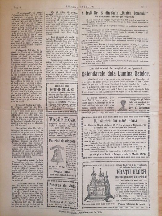 Ziar vechi colectie Lumina Satelor, Oastea Domnului 1930 Iosif Trifa