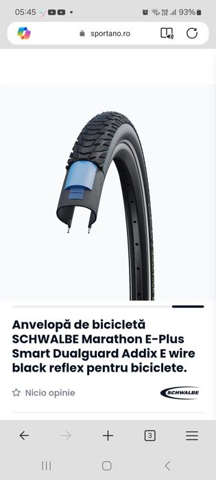 Anvelope - Cauciucuri Schwalbe Marathon  e-plus  antipană cu Reflex