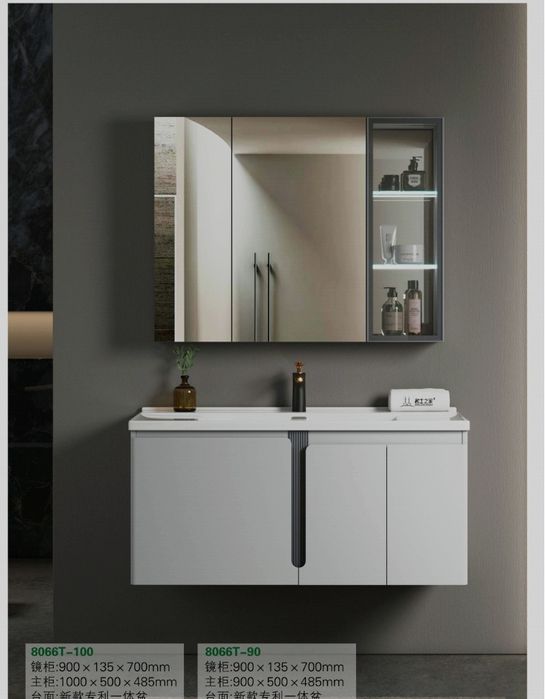 Комплект для ванной 100см, тумба, раковина, зеркало