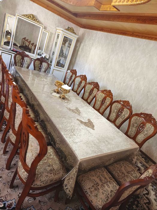 Стол стул для гостиной из дерева орех