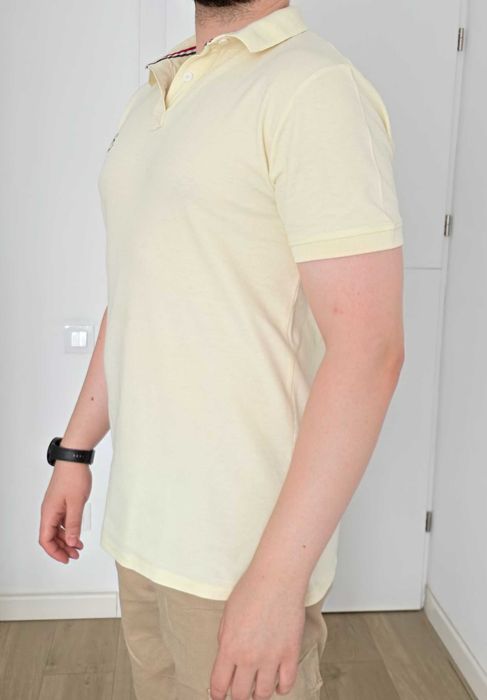 Tricou polo bărbați Indicode, mărimea L, galben pal / crem