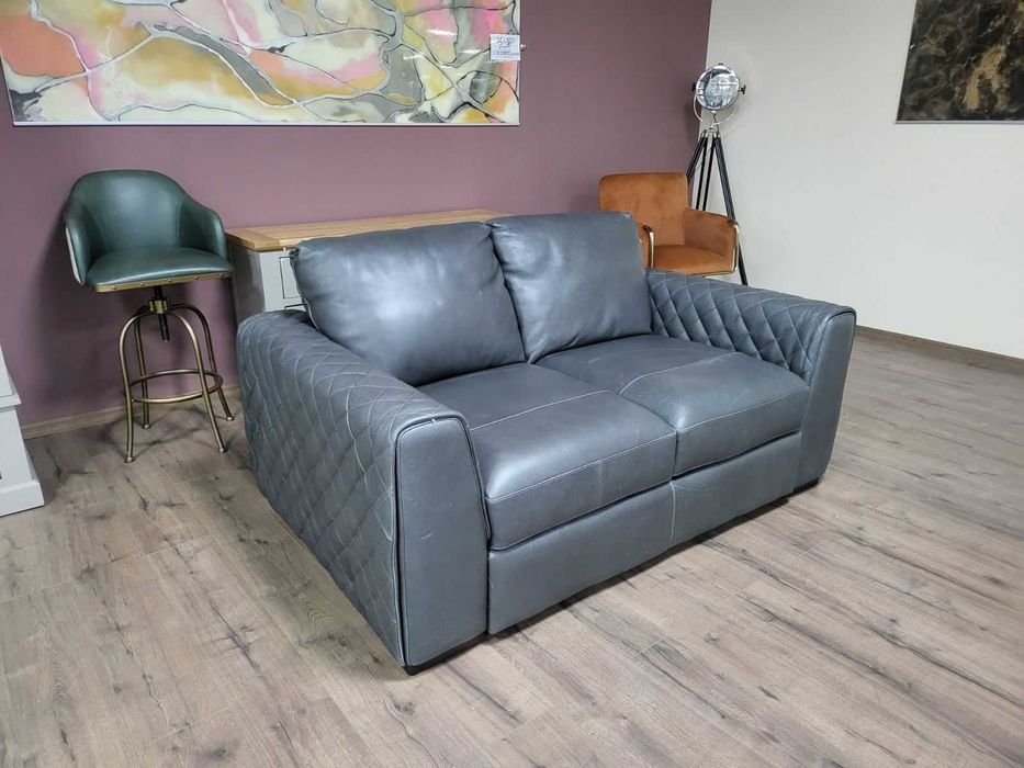 Сив кожен диван двойка