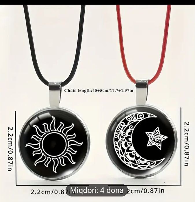 4 dona zamonaviy juftlik quyosh, oy va yulduz bilaguzuk to'plami