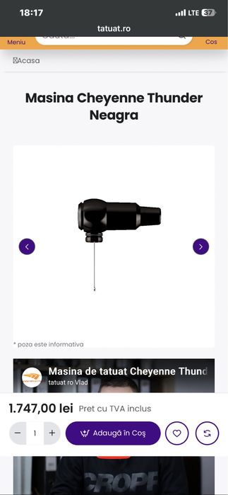 Se vinde masina de tatuat Cheyenne Hawk Thunder Black + Accesorii