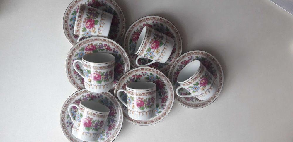 Set cesti si farfurioare portelan chinezesc vintage achizitie anii 80