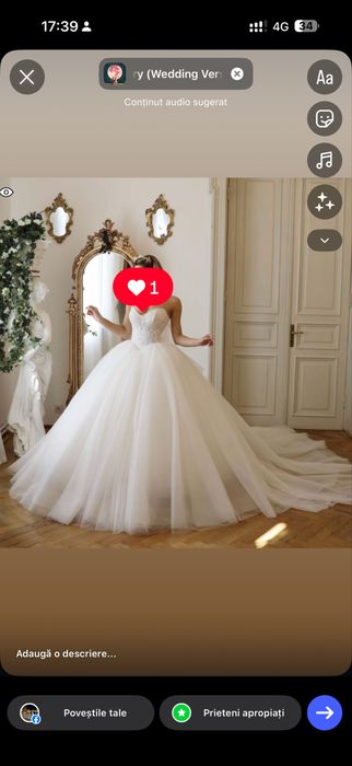 Vand Rochie de mireasa si pantofi marima 38 Arianna Karen