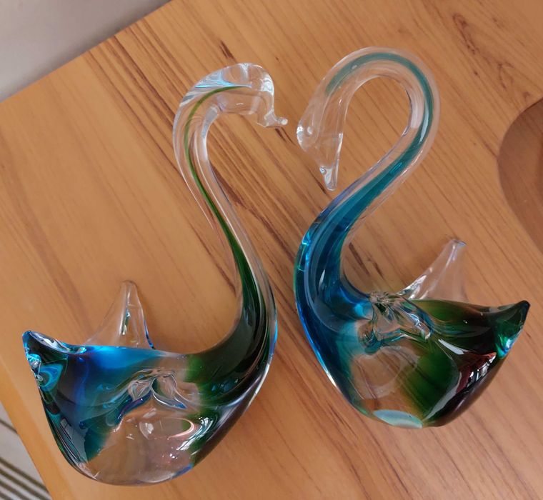 Лебеди стекло. Чехия. Сувениры фигурки статуэтки