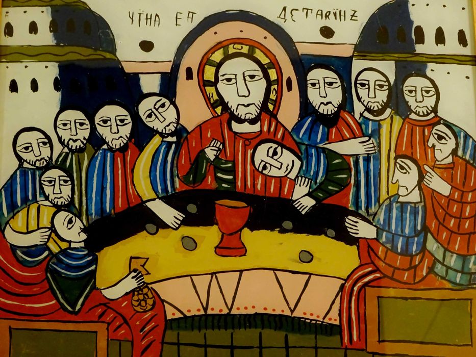 Icoana Cina cea de Taina, pictura rara de Feur Gheorghe, Nicula