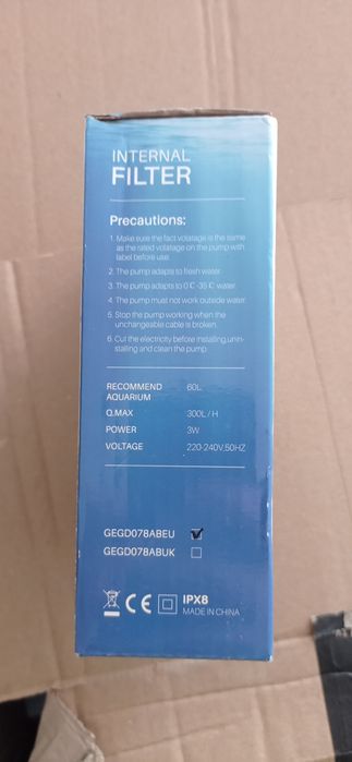 Filtru intern pentru acvarii de 60L