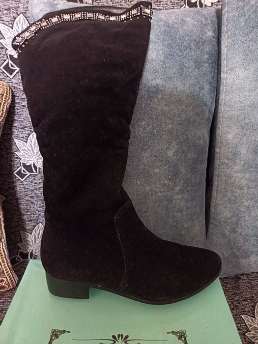 Сапоги зимние на меху замшевые